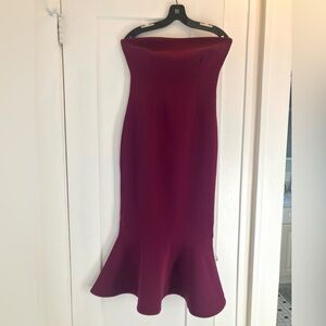 Cinq à Sept Strapless Fuschia Midi Dress Flared Silhouette Size 4 NWT